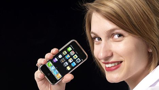 woman holding iphone