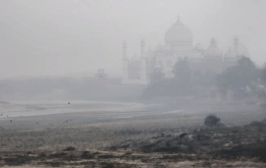 Smog obscures the Taj Mahal on Jan. 26, 2017. 
