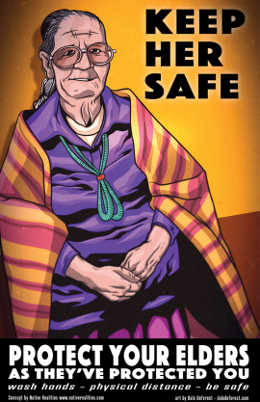 A poster promoting the health of Native elders during the COVID-19 pandemic. Image from Native Realties.