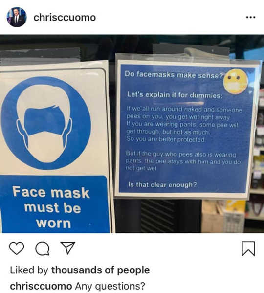screenshot of Chris Cuomo’s Instagram post