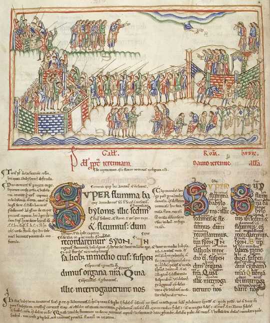 Psalm 137 in 12th-century Eadwine Psalter.