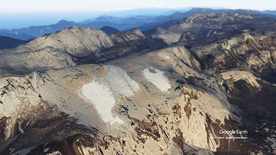 A 3D render of a glacier on the Puncak Jaya peak in Indonesia. (how ancient ice cores show black swan events in history even pandemics)