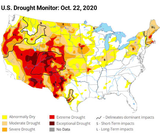 The U.S. Drought Monitor is jointly produced by the National Drought Mitigation Center at the University of Nebraska-Lincoln, the United States Department of Agriculture, and the National Oceanic and Atmospheric Administration.
