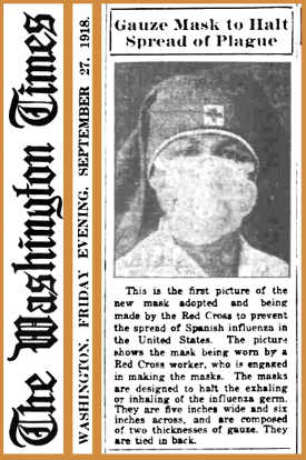 A newspaper article from 1918 introducing a new type of mask to protect health workers from Spanish flu. 