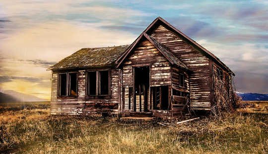 an old abandoned homestead house and farm