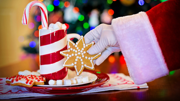 Santa Claus, a candy cane, a candle, and a cookie... Christmas traditions