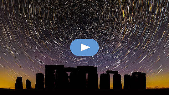 Star trails over Stonehenge on June 16, 2021. Photo by Stonehenge Dronescapes.