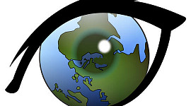 the outline of an eye with the planet as the iris