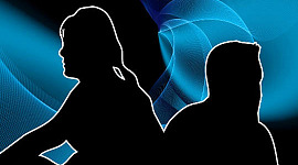 silhouettes of a man and a woman sitting looking away from each other