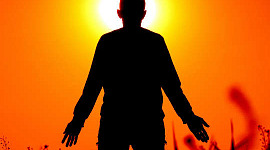 silhouette of a fan facing the sun