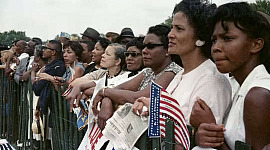 Women on the front rows of the March to Washington in August 1963.